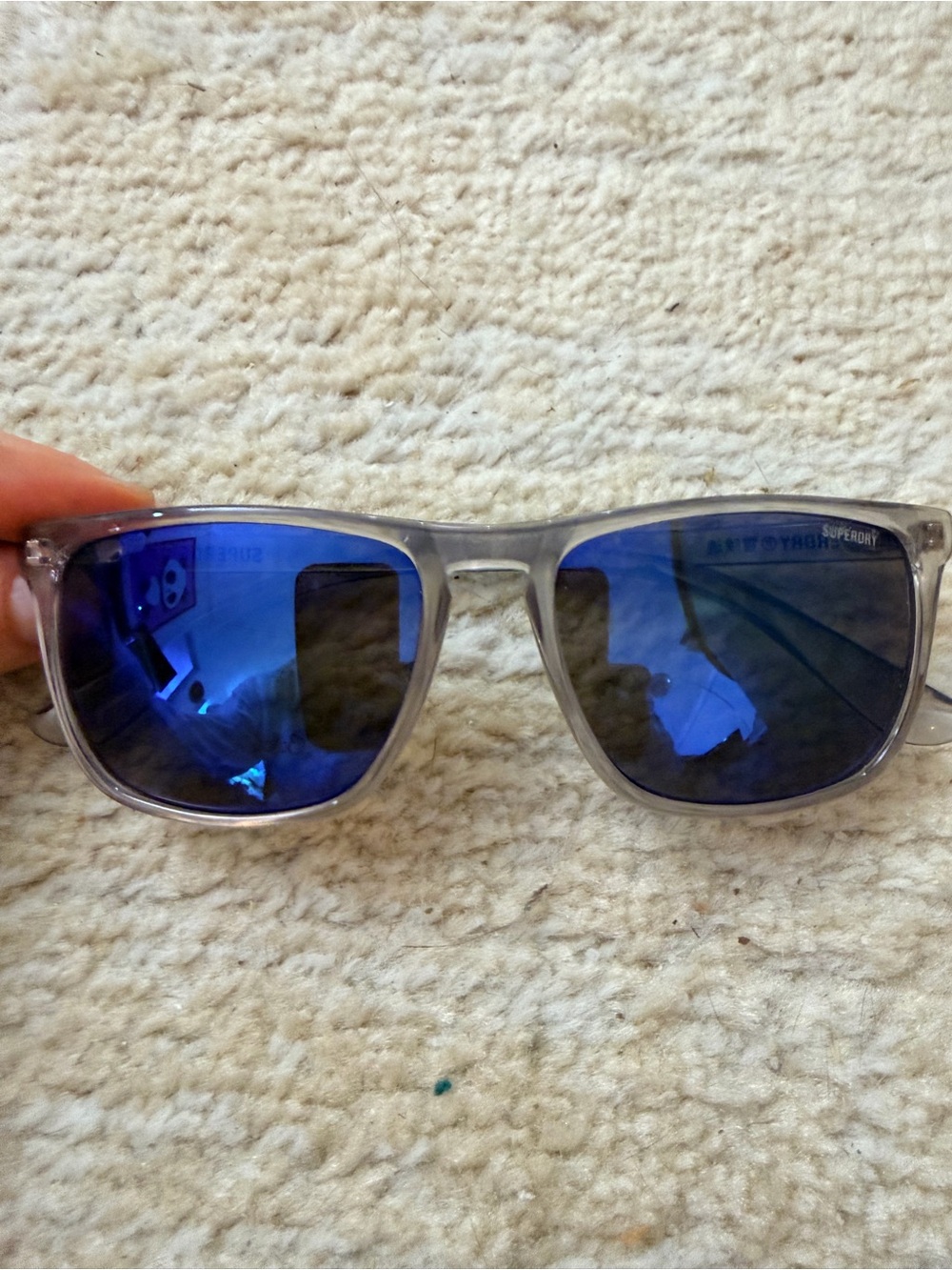 Superdry Shockwave Men’s Blue Mirrored Sunglasses Smoke Gray Frame